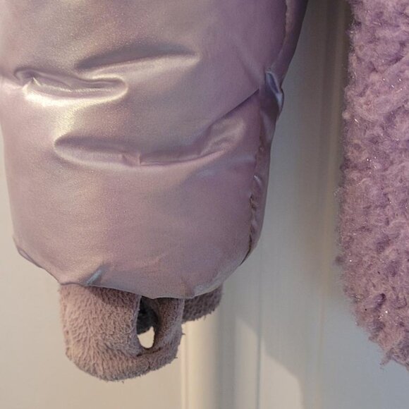 Cat and Jack Kids' Solid Puffer Jacket Lavender Shiny / Teddy Size L (10/12) - Picture 5 of 8
